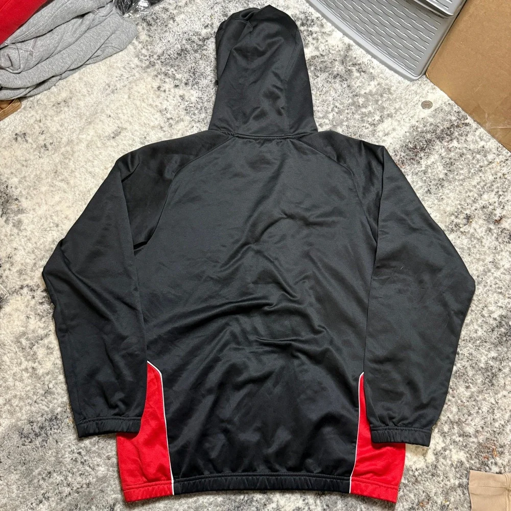 Adidas Mens Hoodie Black Red Colorblock Athletic Sweatshirt RN‎ 88387 Medium
